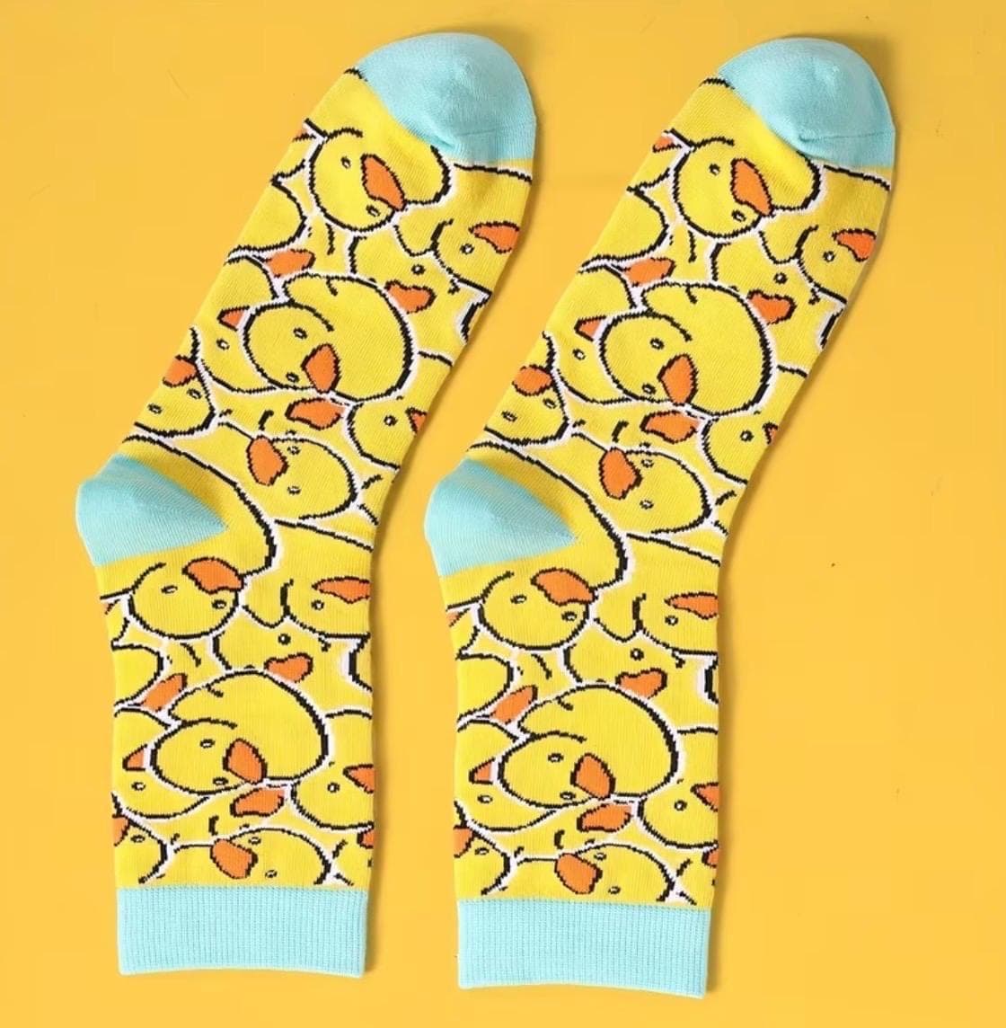 Cute Duck Socks for Women & Men, Funny Duck Print Crew Socks, Novelty Animal Socks, Cozy Casual Gift Socks, 1 Pair Unisex Duck Socks - Thumbnail 6