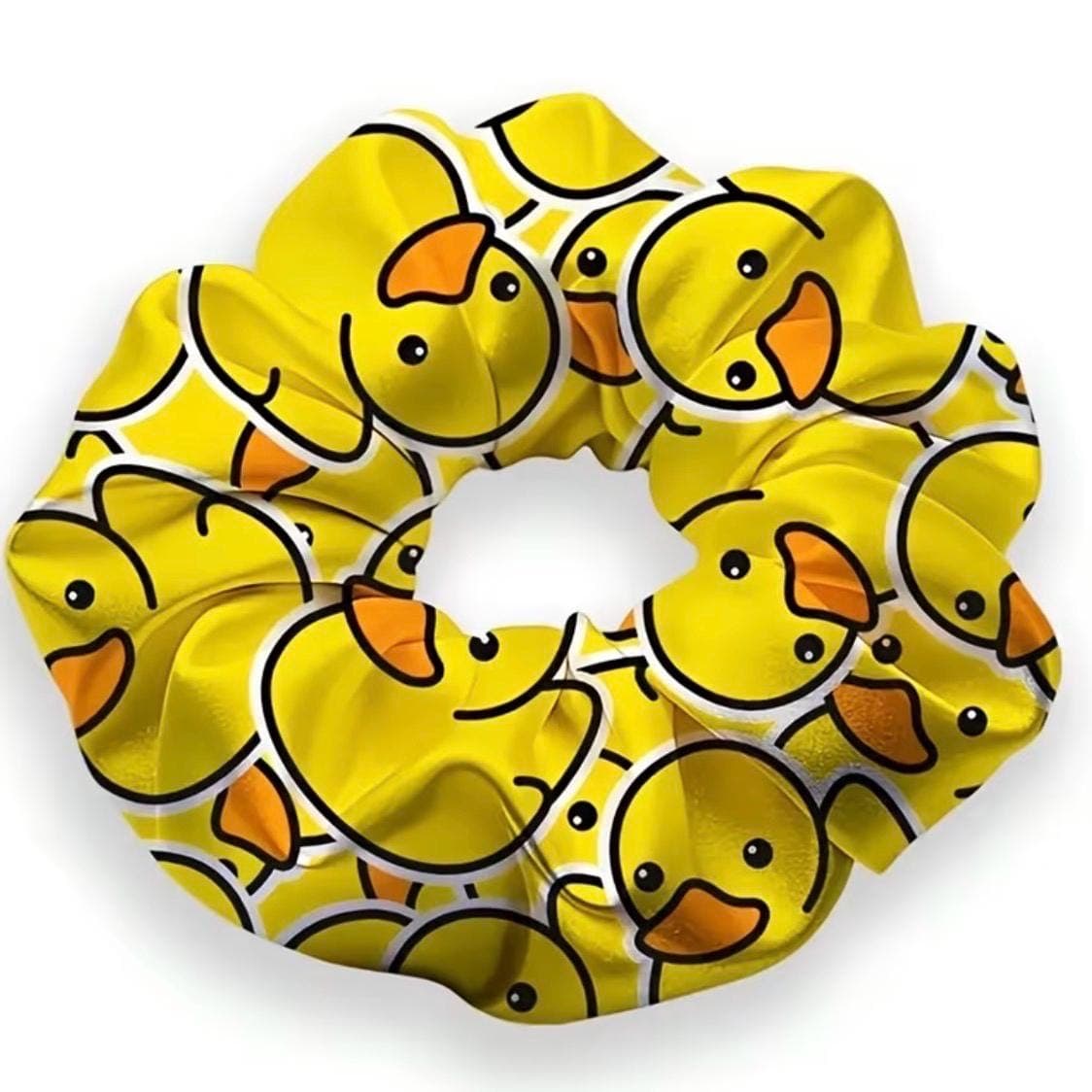 2pc Cute Yellow Duck Scrunchies for Women | Duck Print Hair Ties | Soft Elastic Ponytail Holders | Fun Duck Hair Accessories - Thumbnail 3