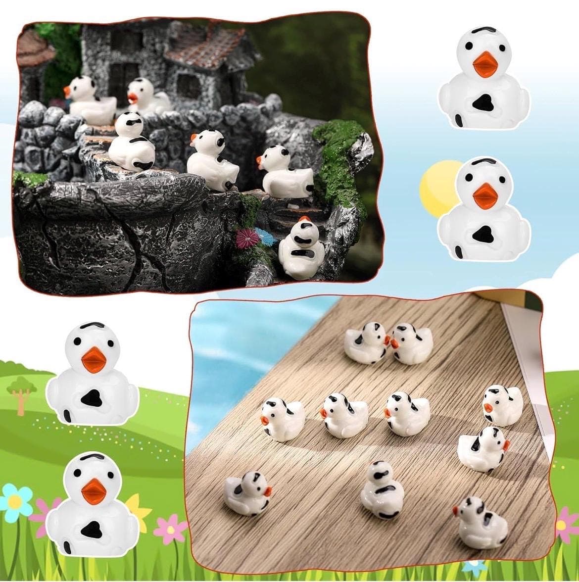 10pcs Cow Print Mini Ducks – Black and White Resin Cow Ducks – Tiny Duck Set – Jeep Ducking, Cruise Hide & Seek, Cake Decor, Party Favors - Thumbnail 5