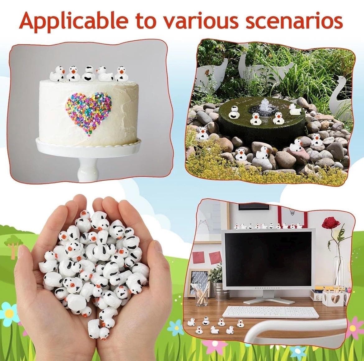 10pcs Cow Print Mini Ducks – Black and White Resin Cow Ducks – Tiny Duck Set – Jeep Ducking, Cruise Hide & Seek, Cake Decor, Party Favors - Thumbnail 6