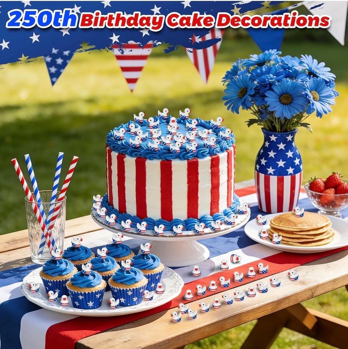 Set of 10 Patriotic Mini Resin Ducks | USA Flag Theme Party Favors, Decor - Thumbnail 6