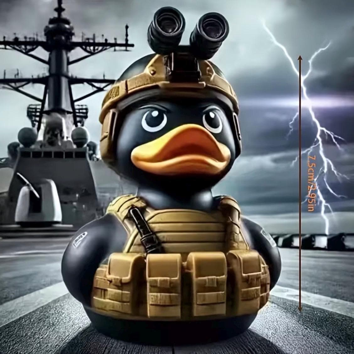 Navy Ops Tactical Rubber Duck, Military Duck Figurine, Resin ABS Navy Special Forces Duck, Collectible Duck Gift for Veterans & Military Fan - Thumbnail 3