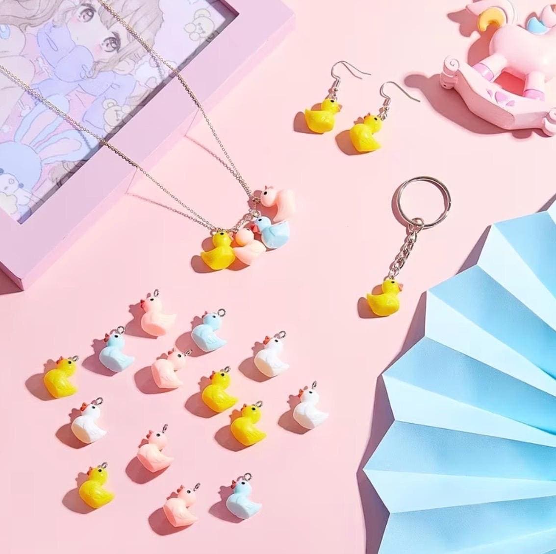 10pc Mini Resin Duck Charms for Jewelry Making, Random Color Duck Pendants, DIY Bracelet Necklace Earring Accessories, Cute Tiny Duck Craft - Thumbnail 6