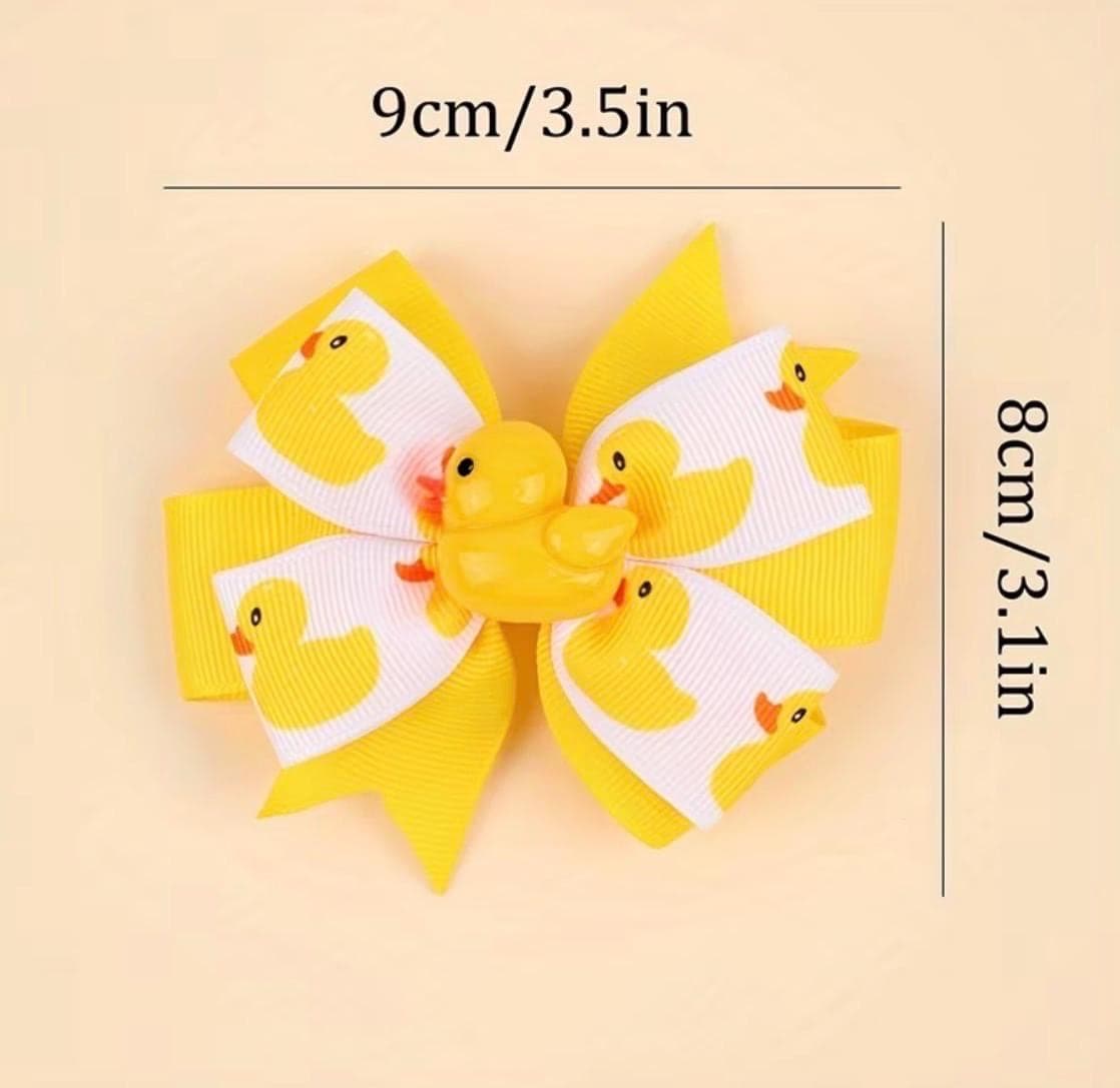 2pcs Cute Duck Hair Bow Clips for Girls, Yellow Cartoon Duck Ribbon Hair Bows, Alligator Hair Clips, Duck-Themed Hair Accessories Toddler - Thumbnail 2