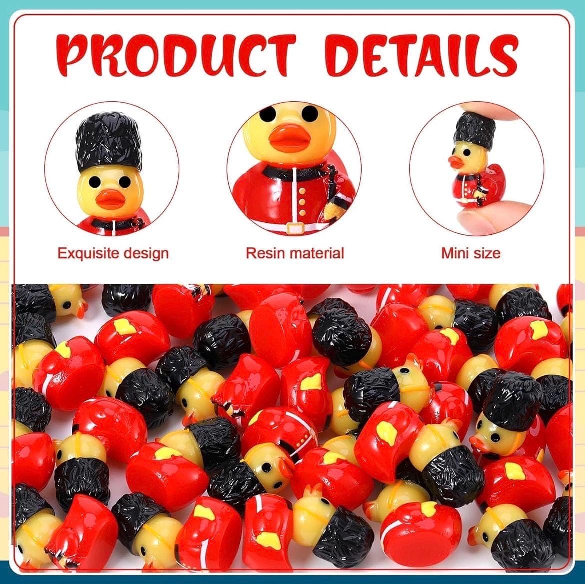 Set of 8 Mini Guard Ducks – British Soldier Resin Collectibles (Approx. 1 Inch) - Thumbnail 5