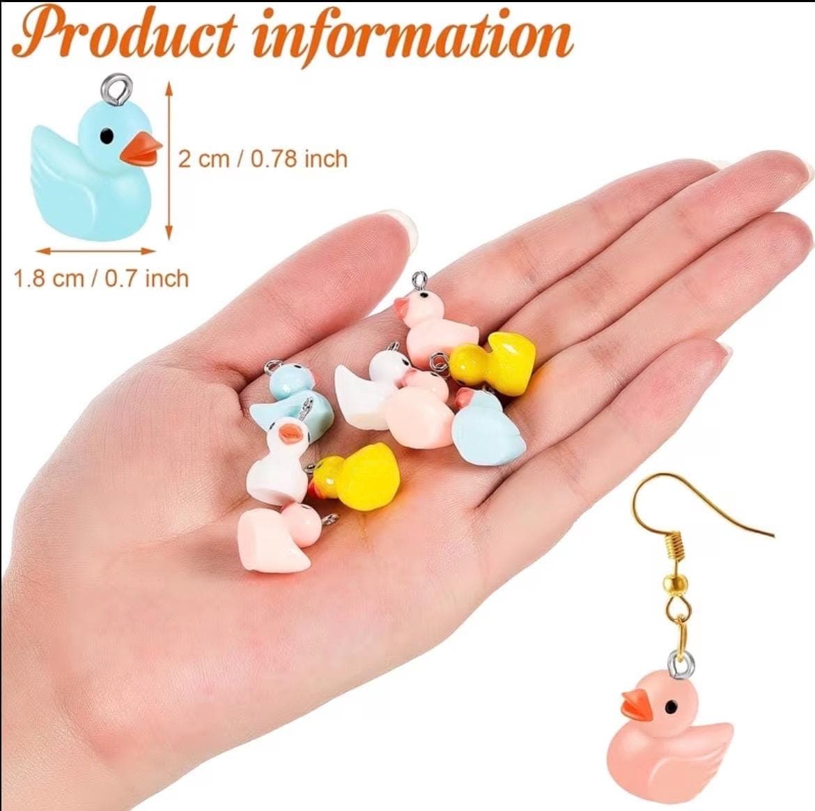 10pc Mini Resin Duck Charms for Jewelry Making, Random Color Duck Pendants, DIY Bracelet Necklace Earring Accessories, Cute Tiny Duck Craft - Thumbnail 9
