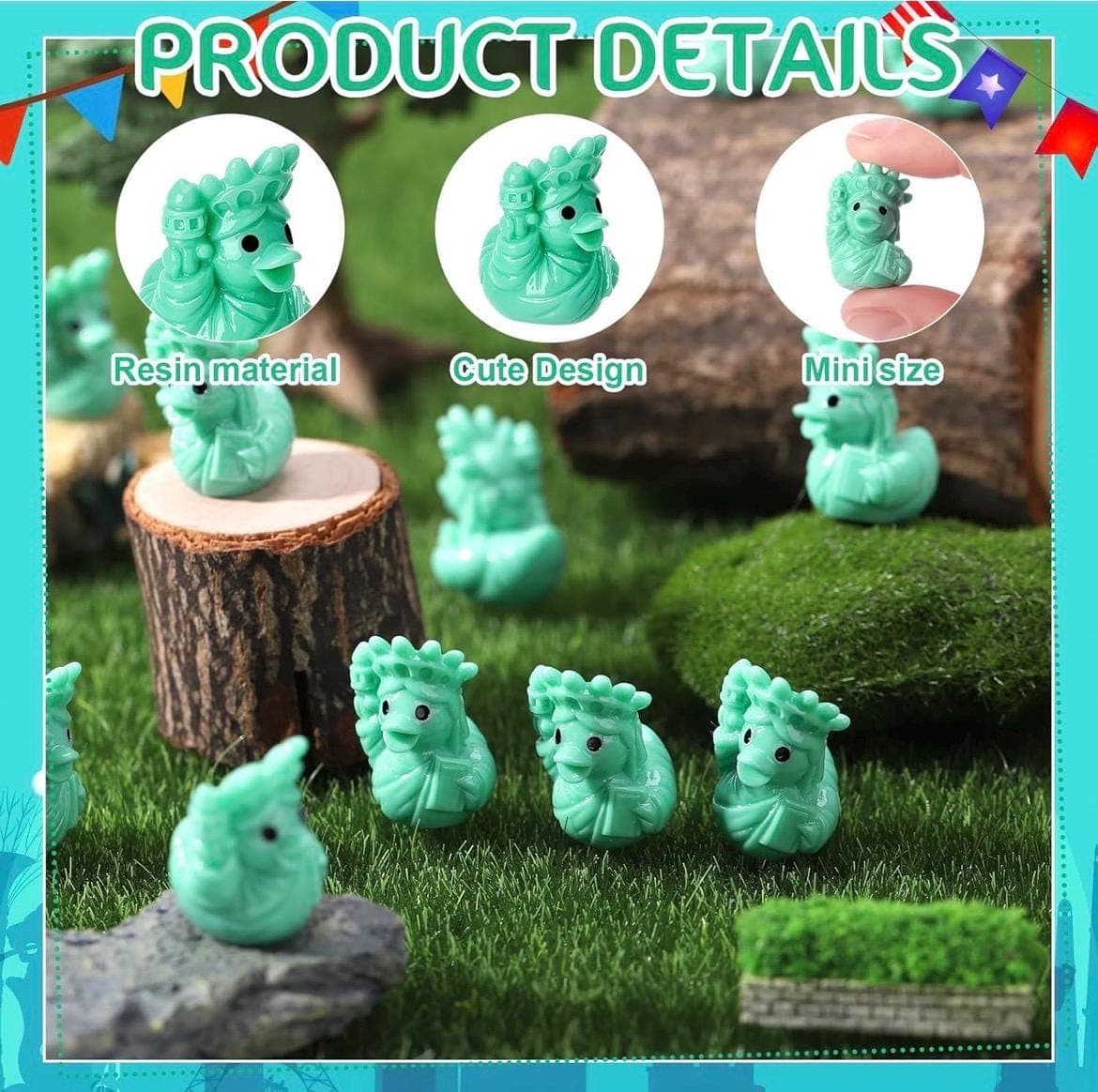 Mini Statue of Liberty Ducks, 5pc Resin Collectible Set, Patriotic Cruise Jeep Decor - Thumbnail 5