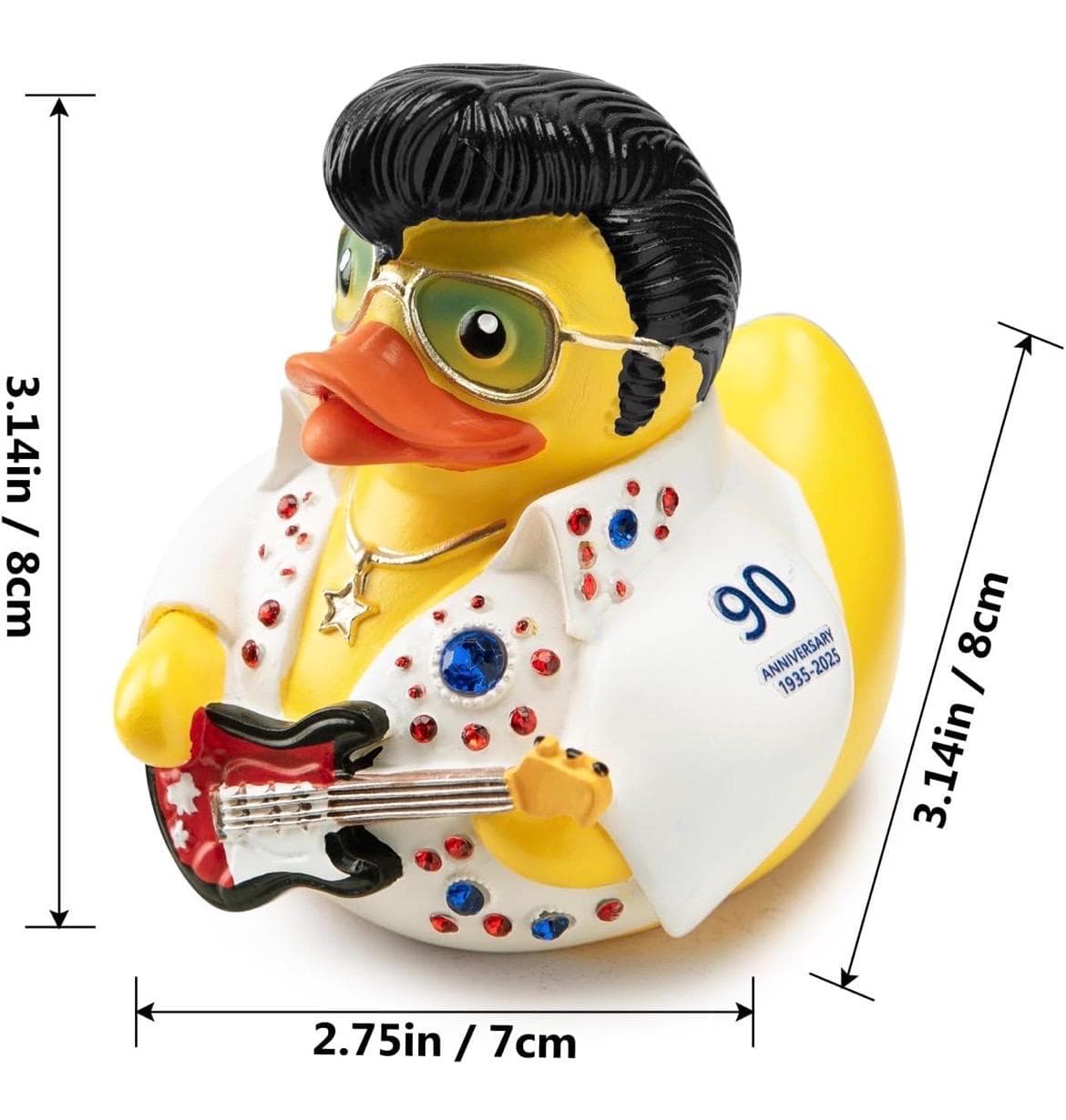 Elvis Themed Resin Duck, White Jumpsuit Rhinestones, Decorative Collectible Toy - Thumbnail 2