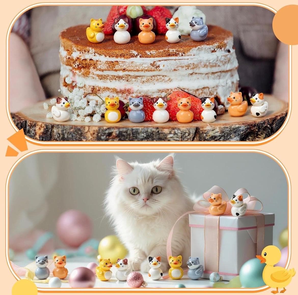 Set of 5 Cat Themed Mini Resin Ducks, Collectible Animal Figurines, Jeep Cruise Fun - Thumbnail 3
