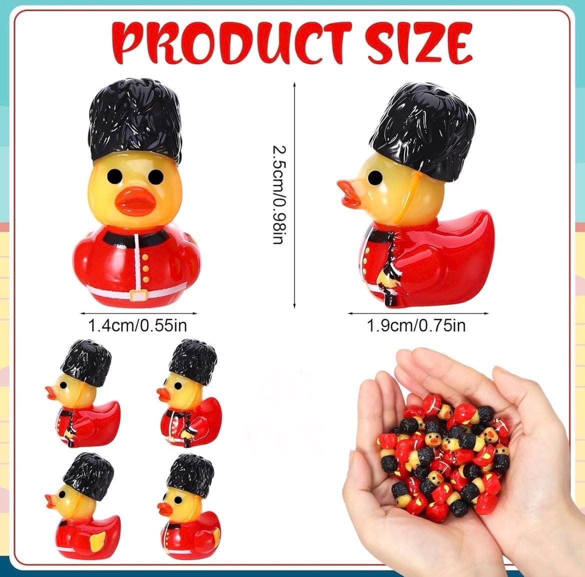 Set of 8 Mini Guard Ducks – British Soldier Resin Collectibles (Approx. 1 Inch) - Thumbnail 2