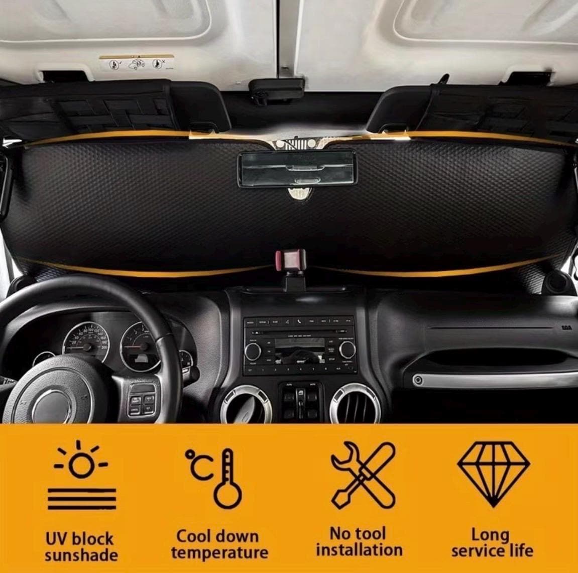 Duck Windshield Sunshade for Jeep Wrangler & Gladiator, Funny Duck Heat Shield Sun Visor Cover, Foldable UV Blocker for Jeep Truck or Car - Thumbnail 7