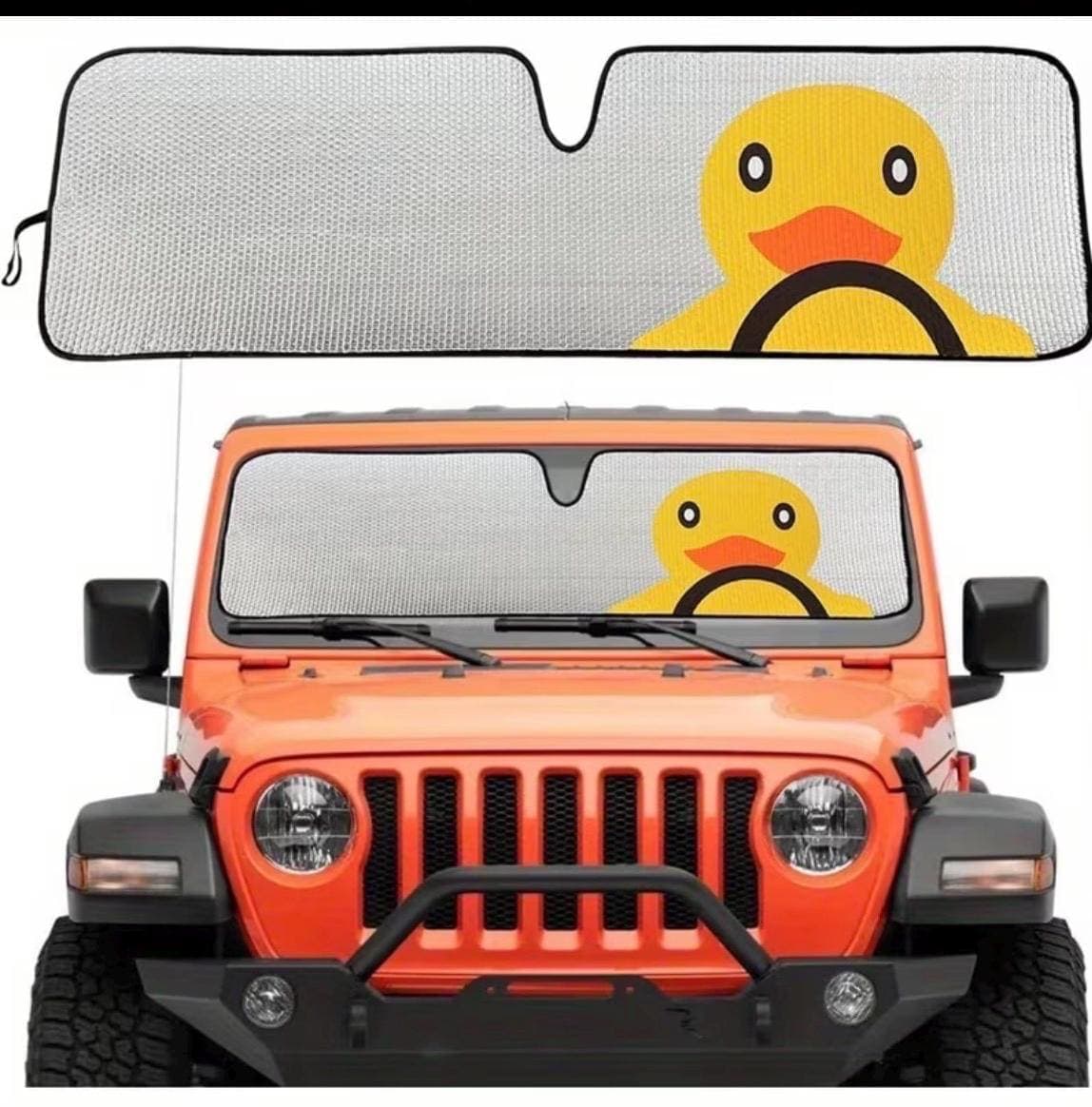Duck Windshield Sunshade for Jeep Wrangler & Gladiator, Funny Duck Heat Shield Sun Visor Cover, Foldable UV Blocker for Jeep Truck or Car - Thumbnail 3