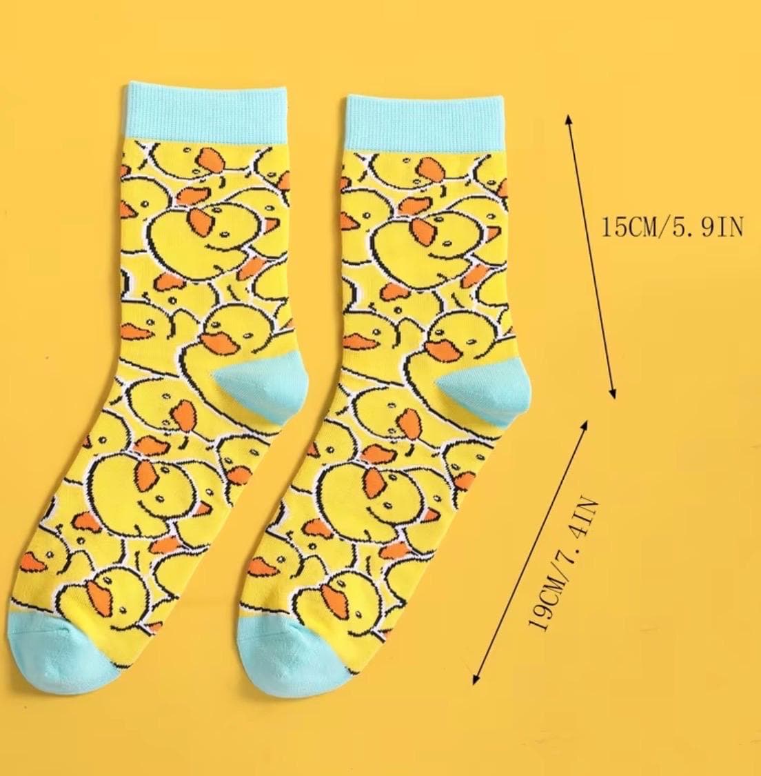 Cute Duck Socks for Women & Men, Funny Duck Print Crew Socks, Novelty Animal Socks, Cozy Casual Gift Socks, 1 Pair Unisex Duck Socks - Thumbnail 5