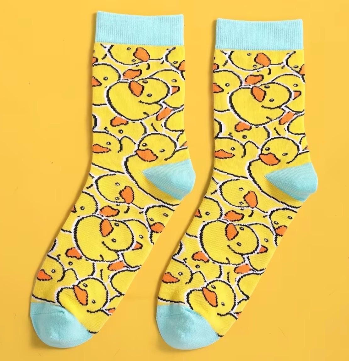 Cute Duck Socks for Women & Men, Funny Duck Print Crew Socks, Novelty Animal Socks, Cozy Casual Gift Socks, 1 Pair Unisex Duck Socks - Thumbnail 3