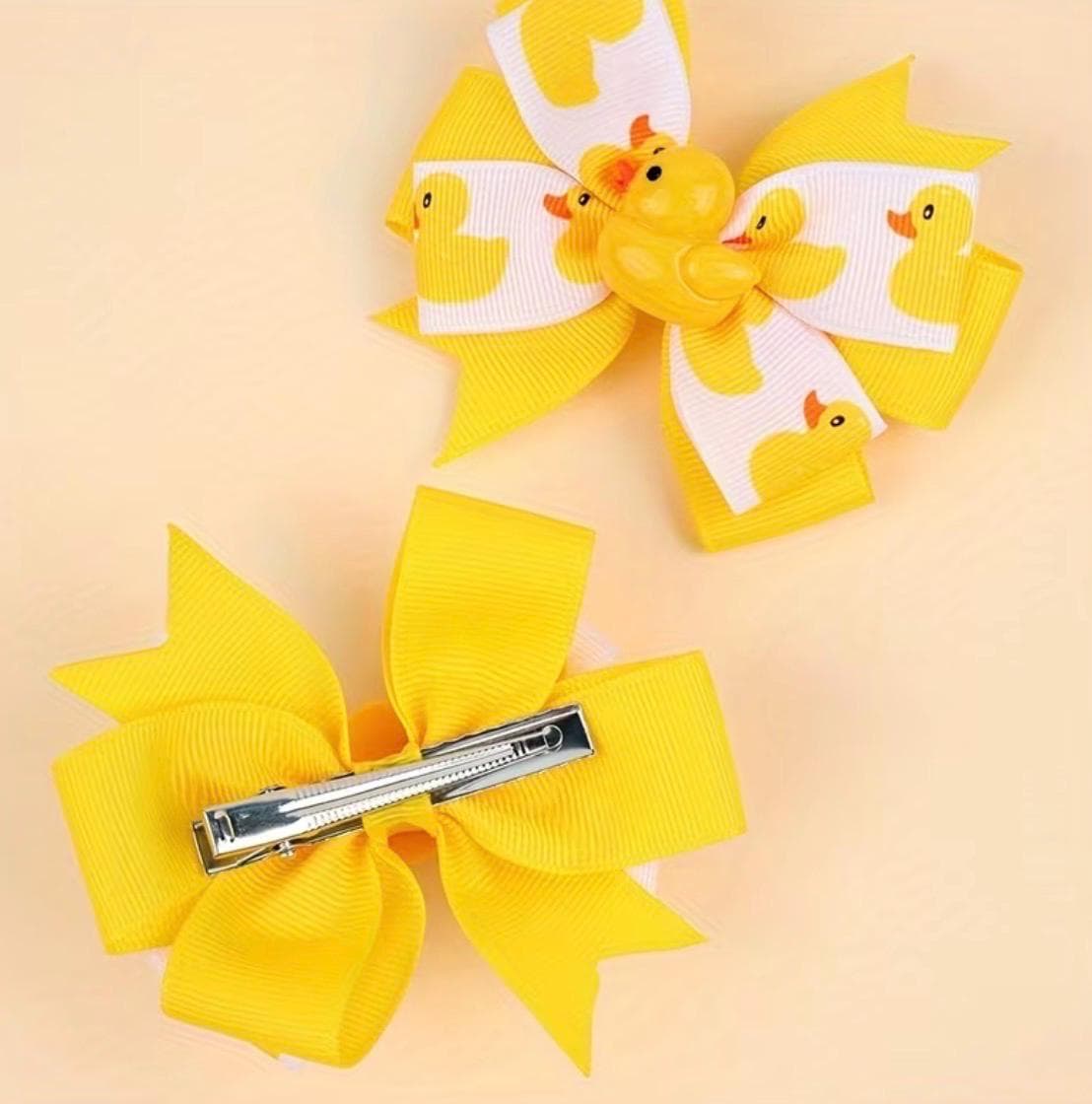 2pcs Cute Duck Hair Bow Clips for Girls, Yellow Cartoon Duck Ribbon Hair Bows, Alligator Hair Clips, Duck-Themed Hair Accessories Toddler - Thumbnail 4
