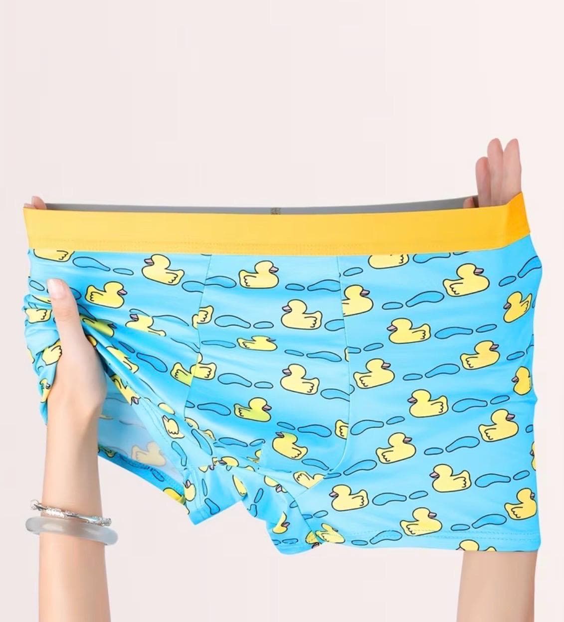 Funny Duck Print Men’s Boxer Briefs, Cute Rubber Duck Underwear, Soft Breathable Stretch Underwear, Novelty Duck Boxers Gift for Men - Thumbnail 5