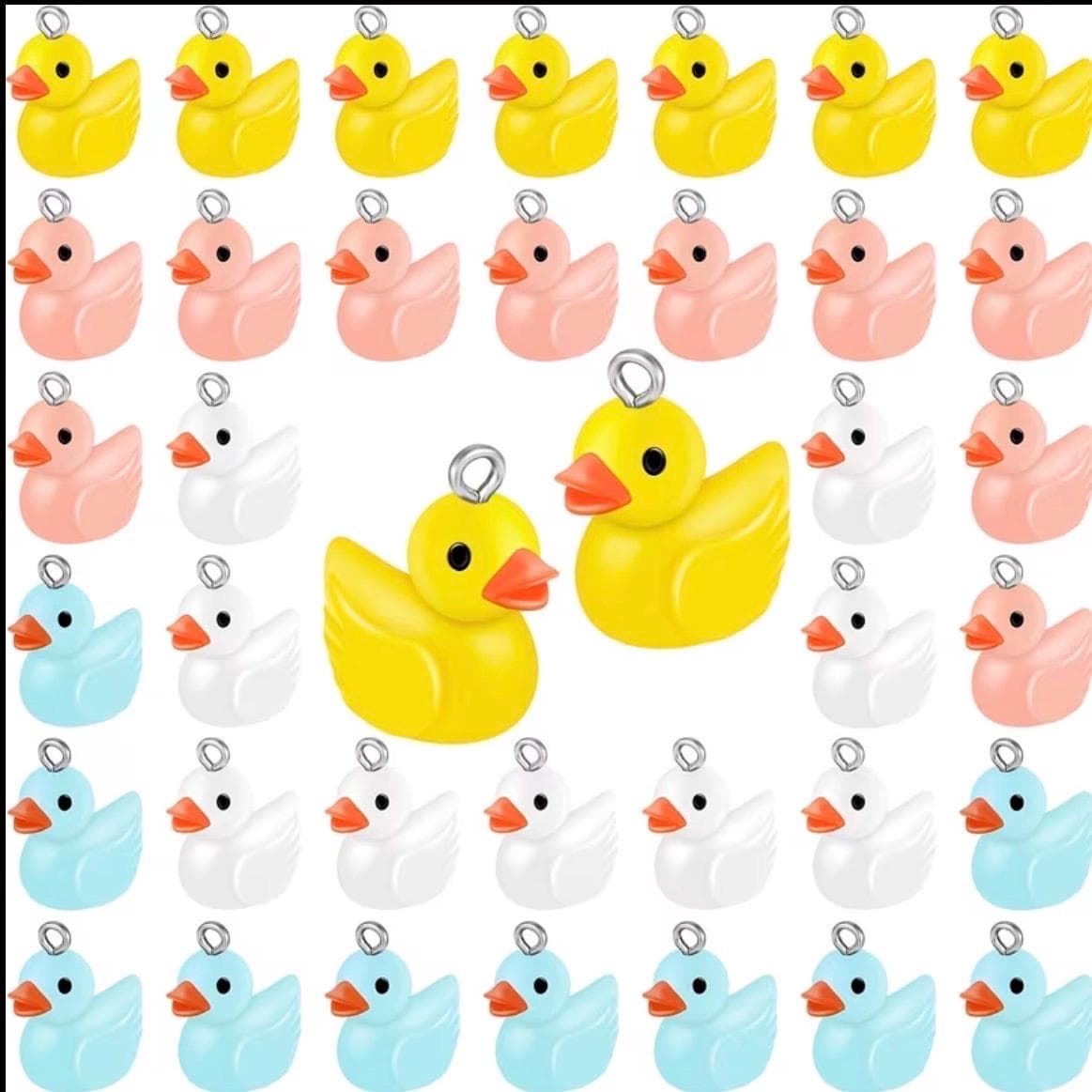 10pc Mini Resin Duck Charms for Jewelry Making, Random Color Duck Pendants, DIY Bracelet Necklace Earring Accessories, Cute Tiny Duck Craft - Thumbnail 5