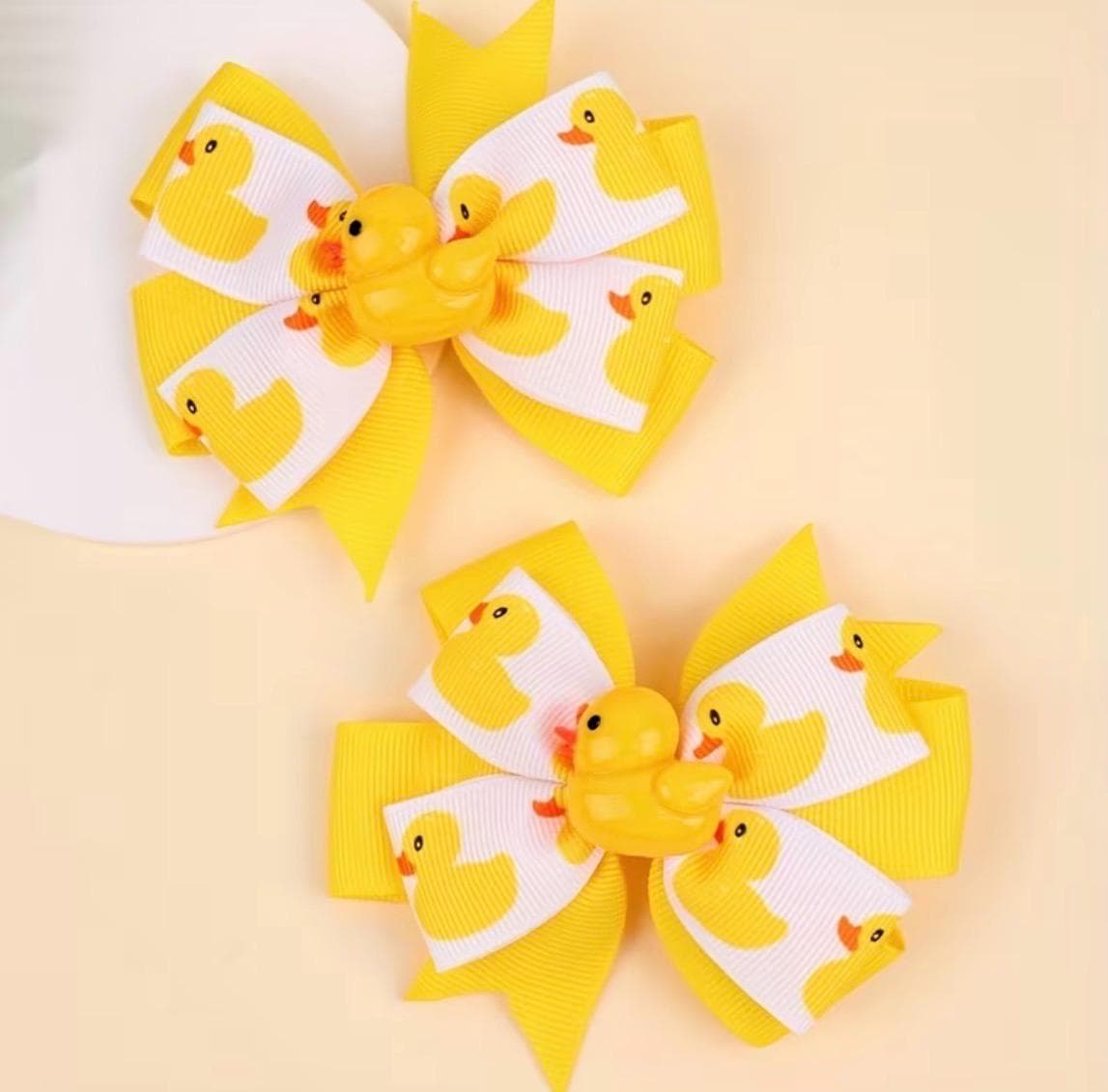 2pcs Cute Duck Hair Bow Clips for Girls, Yellow Cartoon Duck Ribbon Hair Bows, Alligator Hair Clips, Duck-Themed Hair Accessories Toddler - Thumbnail 5
