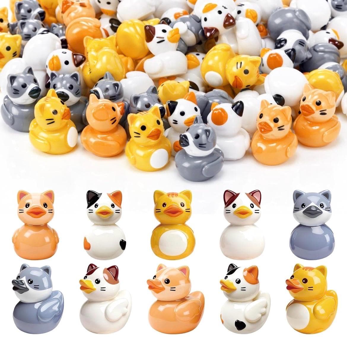 Set of 5 Cat Themed Mini Resin Ducks, Collectible Animal Figurines, Jeep Cruise Fun - Thumbnail 4