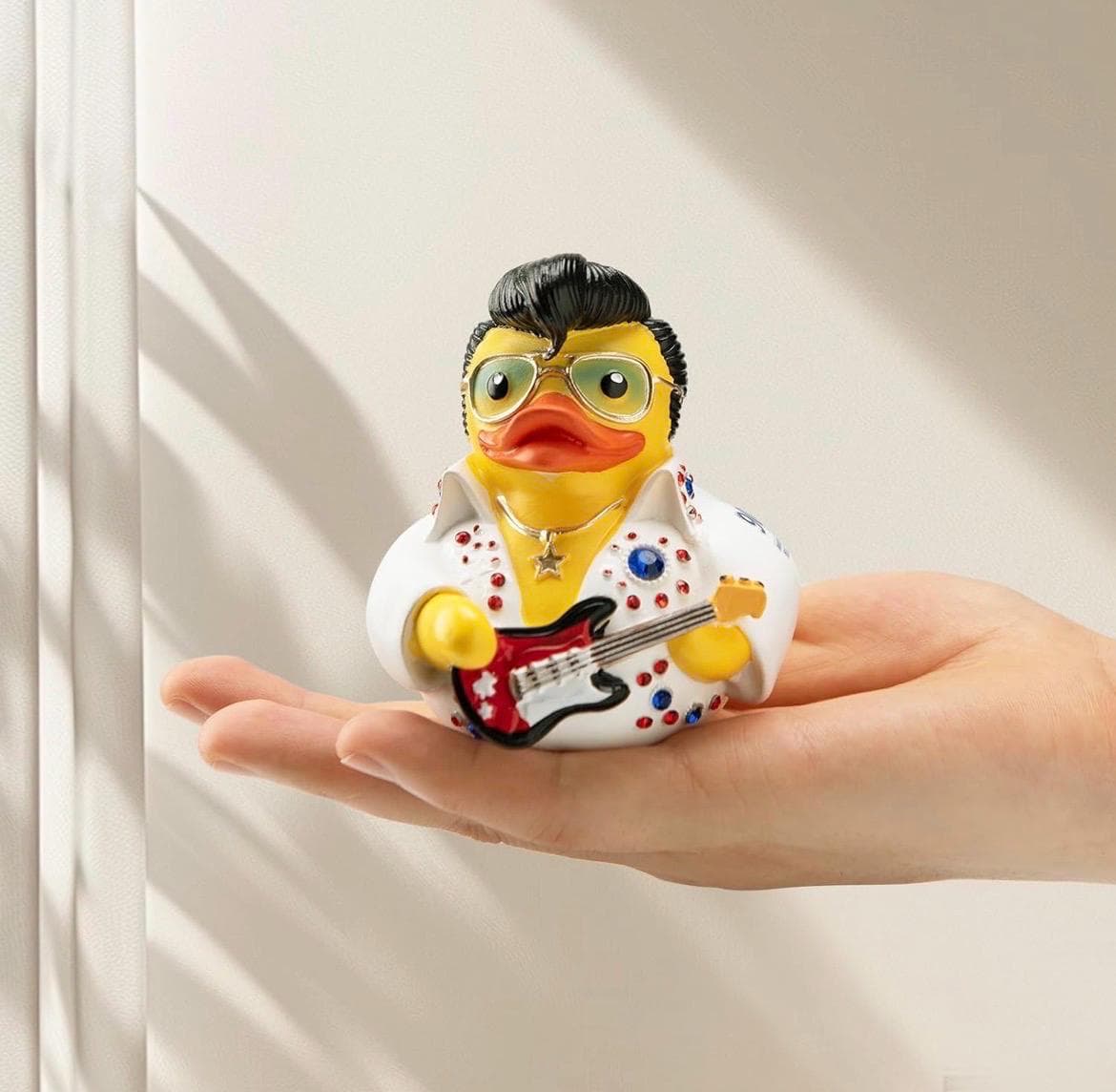 Elvis Themed Resin Duck, White Jumpsuit Rhinestones, Decorative Collectible Toy - Thumbnail 3