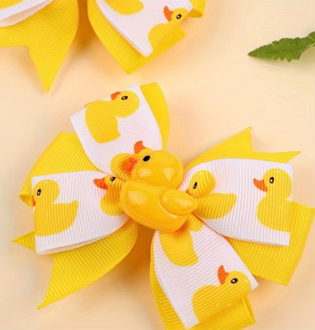 2pcs Cute Duck Hair Bow Clips for Girls, Yellow Cartoon Duck Ribbon Hair Bows, Alligator Hair Clips, Duck-Themed Hair Accessories Toddler - Thumbnail 3