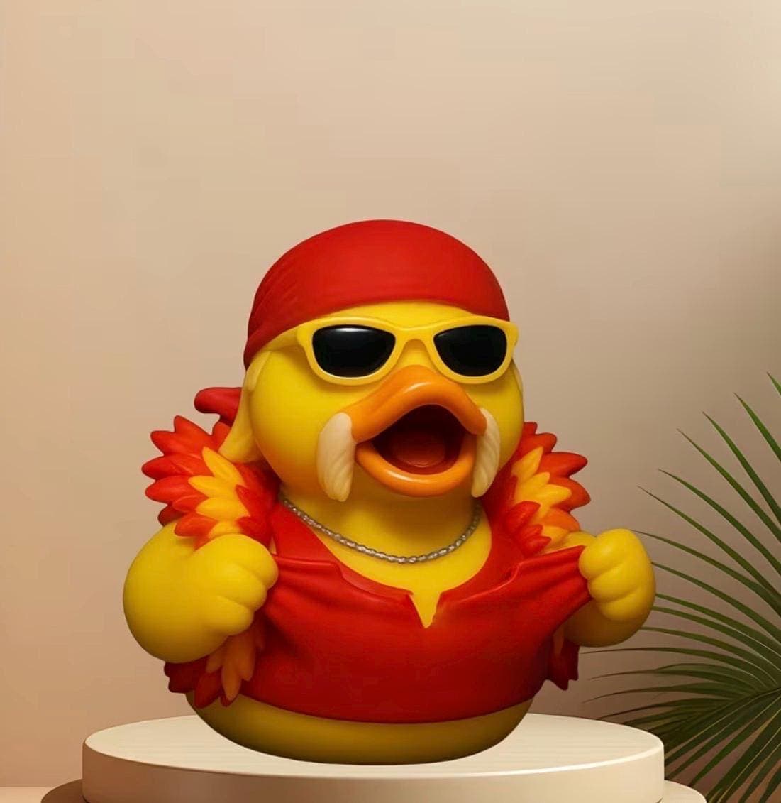 Hulk Hogan Inspired Rubber Duck Figurine | Wrestling Duck Collectible | Funny Resin Duck Decor | WWE Fan Gift | Jeep & Cruise Duck - Thumbnail 3