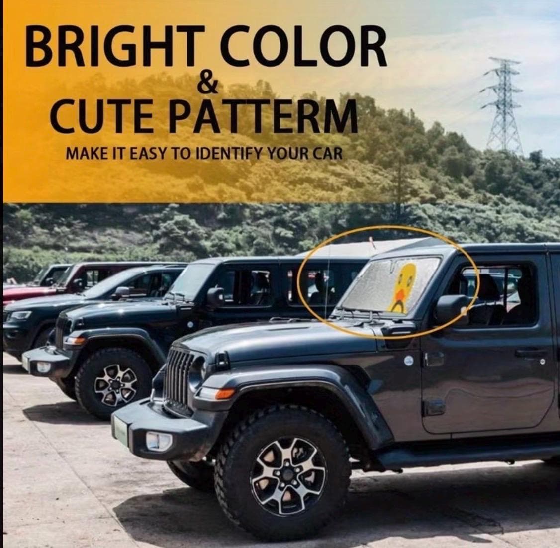 Duck Windshield Sunshade for Jeep Wrangler & Gladiator, Funny Duck Heat Shield Sun Visor Cover, Foldable UV Blocker for Jeep Truck or Car - Thumbnail 5
