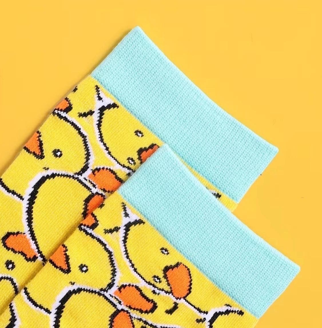 Cute Duck Socks for Women & Men, Funny Duck Print Crew Socks, Novelty Animal Socks, Cozy Casual Gift Socks, 1 Pair Unisex Duck Socks - Thumbnail 4