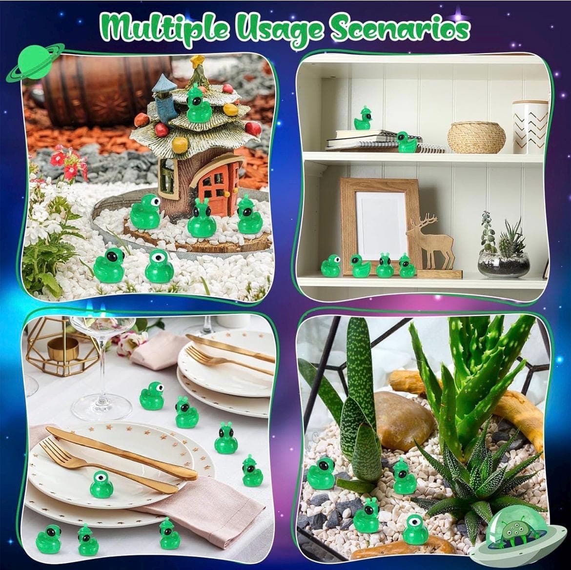 Alien Mini Duck Set, 5 Piece Resin Space Ducks, Collectible Party Favors - Thumbnail 4