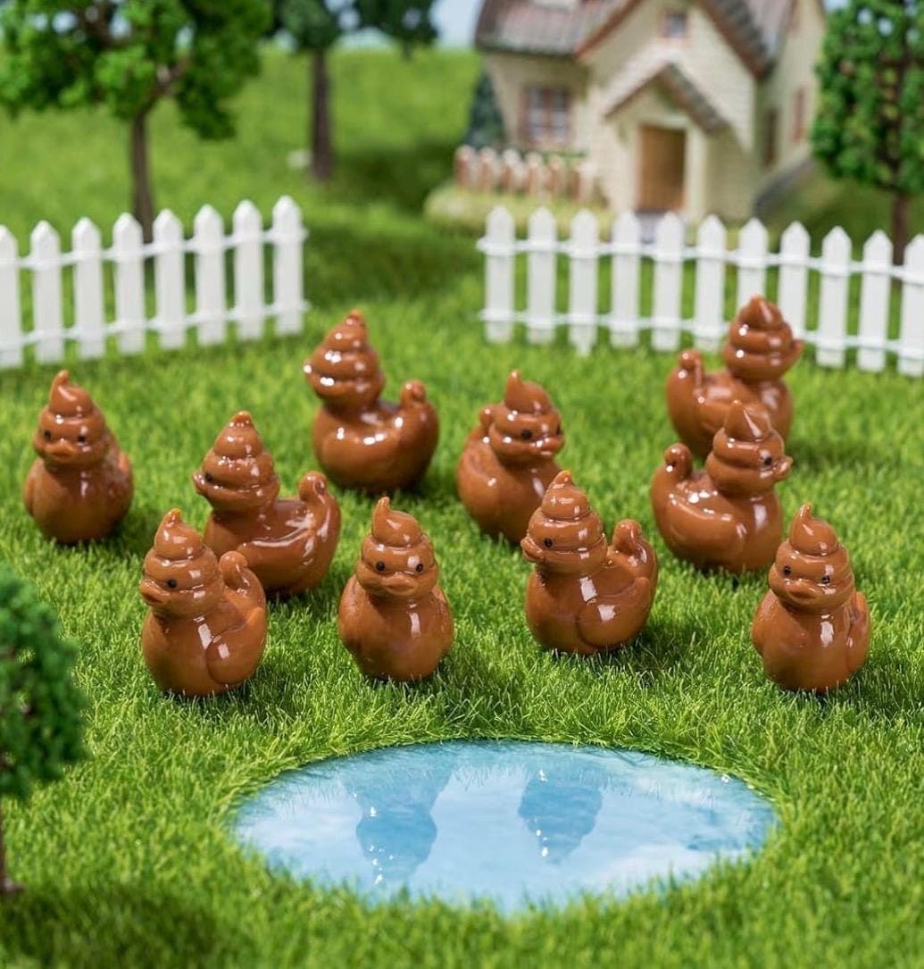 Set of 5 Mini Poop Duck Resin Figurines: Prank Toys, Cruise Ducks, Party Favors - Thumbnail 5