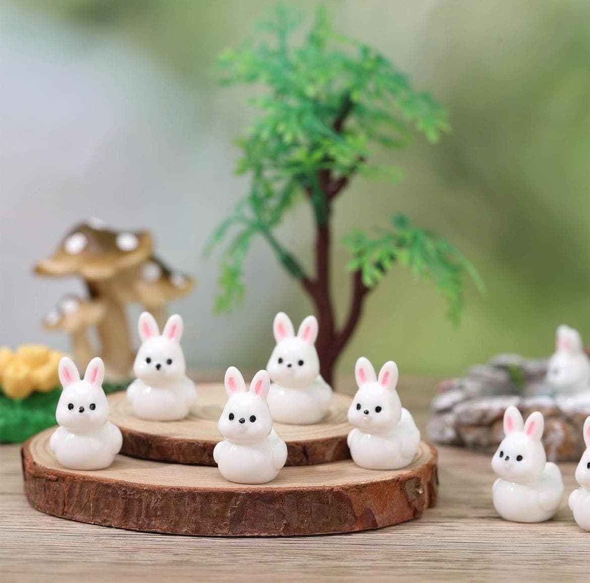 Set of 5 Mini Bunny Ducks Resin Figurines, Cute Rabbit Duck Set, Jeep Ducks, Cruise Ducks, Fairy Garden Decor, Party Favors Gift - Thumbnail 5