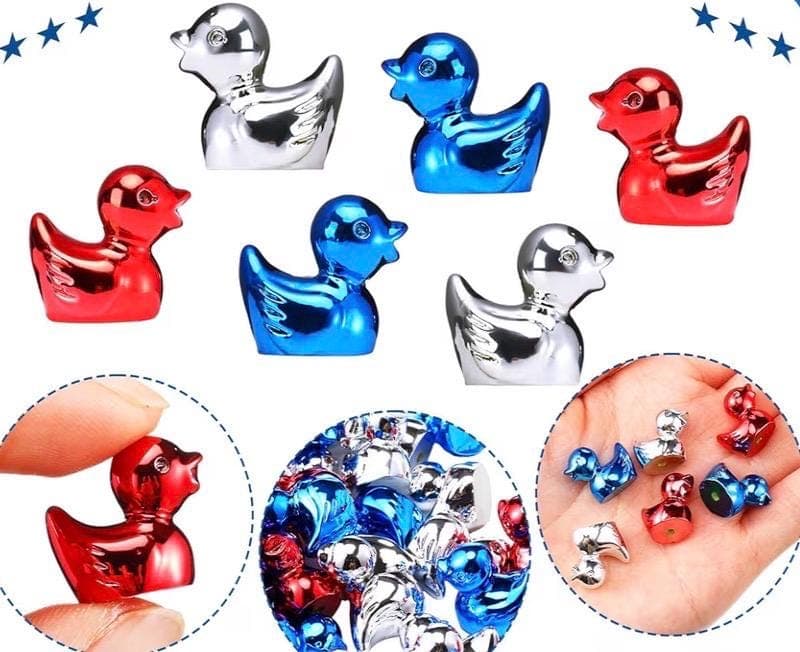 Set of 10 Shiny Patriotic Mini Resin Ducks, Cruise Jeep Decor, Tiny Figurines - Thumbnail 3