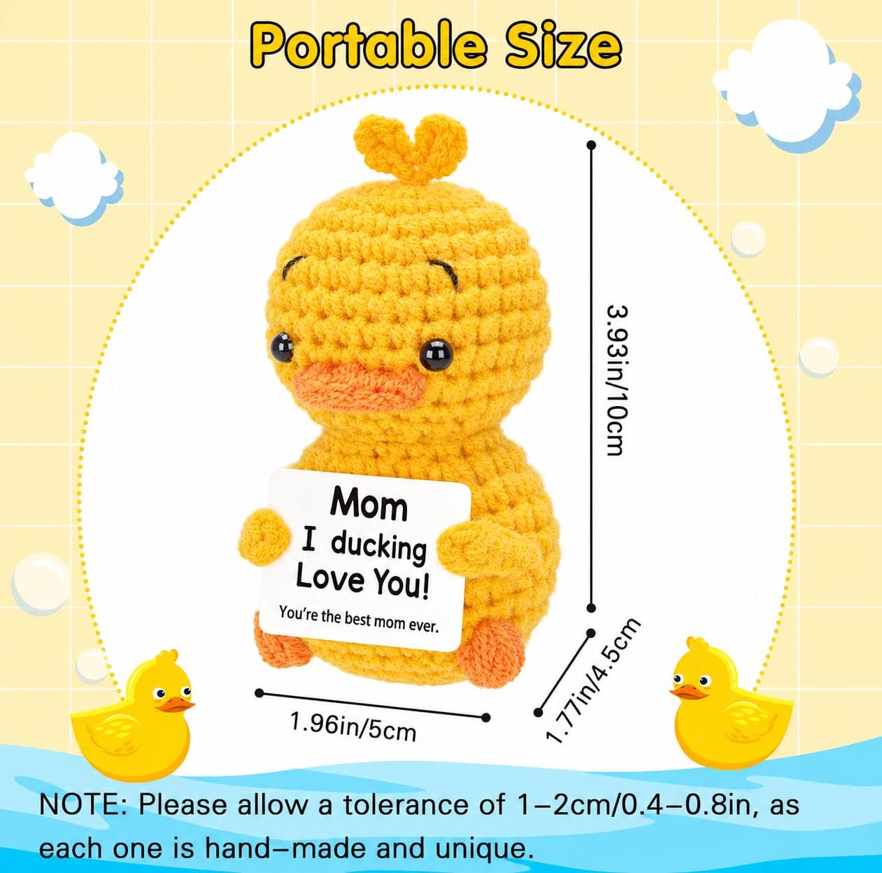 Funny Crochet Duck for Mom Gift, “Mom I Ducking Love You” Handmade Plush Duck, Cute Mother’s Day Gift, Emotional Support Duck Decor - Thumbnail 3