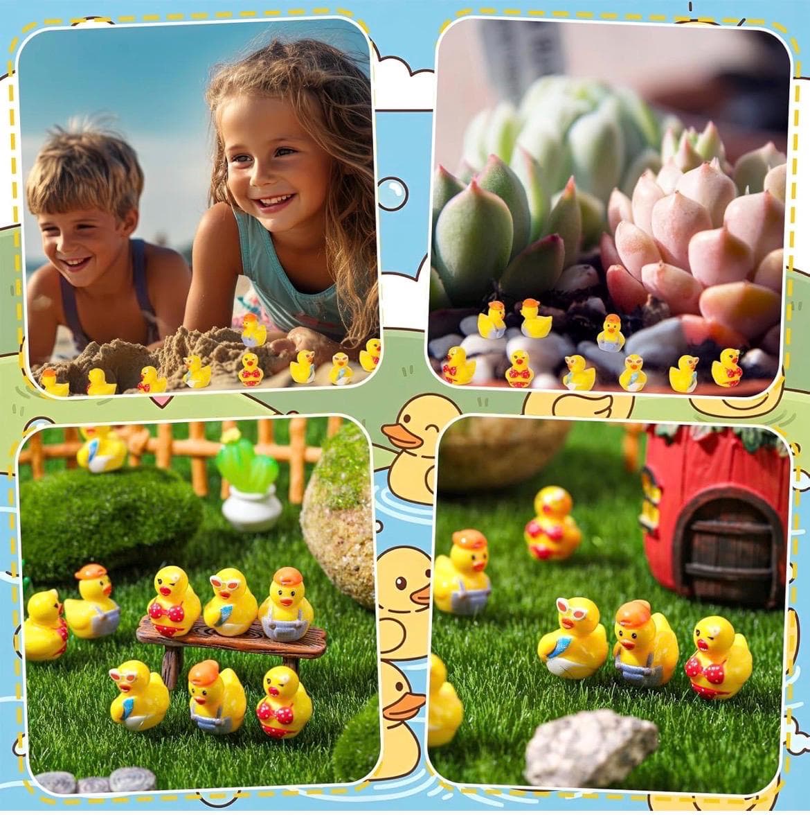 5pc Summer Beach Themed Mini Ducks Set, Tropical Resin Duck Figurines, Cruise Ducks, Jeep Ducks, Luau Party Favors, Tiny Summer Ducks - Thumbnail 7