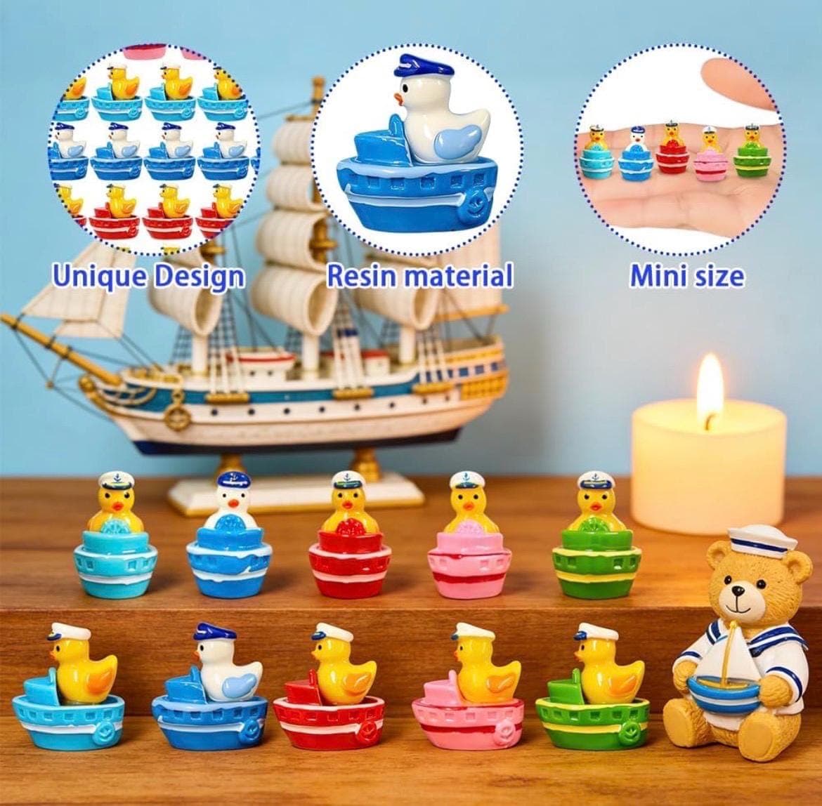 Mini Resin Sailor Duck Boat Set – 5 Piece Nautical Collectible Ducks - Thumbnail 4