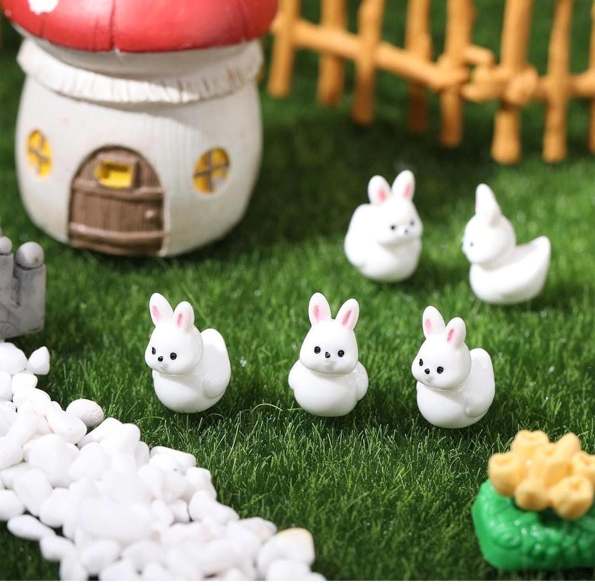 Set of 5 Mini Bunny Ducks Resin Figurines, Cute Rabbit Duck Set, Jeep Ducks, Cruise Ducks, Fairy Garden Decor, Party Favors Gift - Thumbnail 7