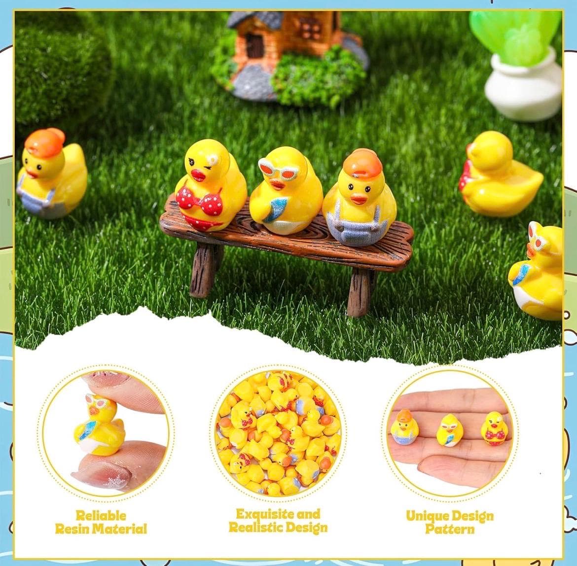 5pc Summer Beach Themed Mini Ducks Set, Tropical Resin Duck Figurines, Cruise Ducks, Jeep Ducks, Luau Party Favors, Tiny Summer Ducks - Thumbnail 6