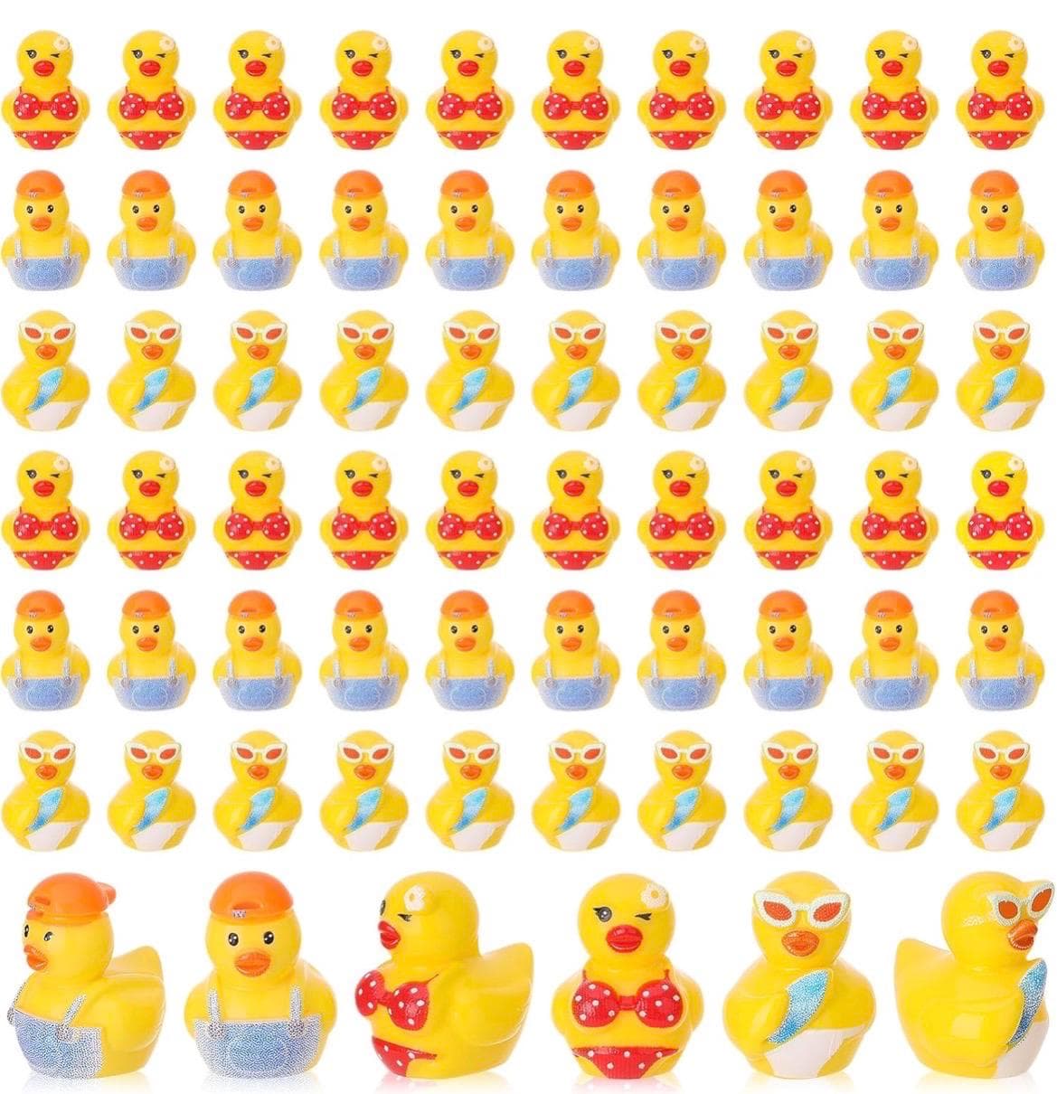 5pc Summer Beach Themed Mini Ducks Set, Tropical Resin Duck Figurines, Cruise Ducks, Jeep Ducks, Luau Party Favors, Tiny Summer Ducks - Thumbnail 5