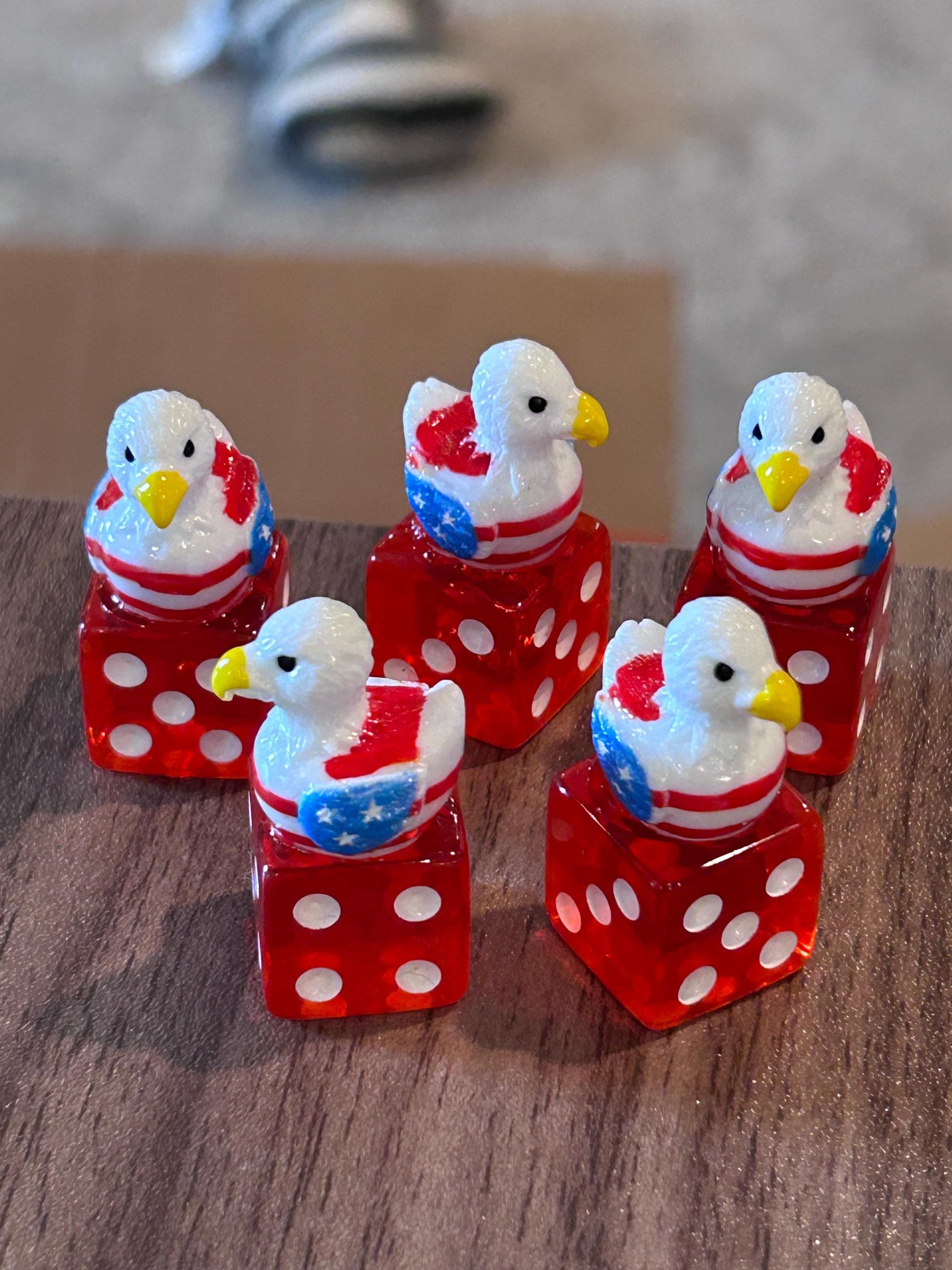 Set of 6 Patriotic Eagle Ducks on Dice | Jeep Ducking, Cruise Ducks, 4th of July Decor, Memorial Day Gift, Red White Blue Ducks - Thumbnail 5