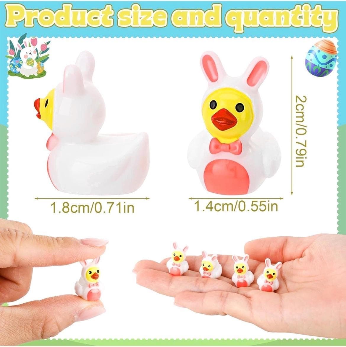 Set of 5 Bunny Duck Mini Resin Figurines, Cute Rabbit Ducks, Jeep Ducks, Cruise Ducks, Spring Decor, Party Favors, Collectible Ducks - Thumbnail 2