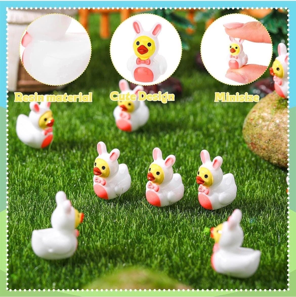 Set of 5 Bunny Duck Mini Resin Figurines, Cute Rabbit Ducks, Jeep Ducks, Cruise Ducks, Spring Decor, Party Favors, Collectible Ducks - Thumbnail 7