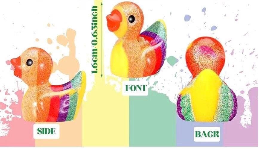 Set of 10 Rainbow Mini Resin Ducks, Tiny Figurines, Fairy Garden Decor Pride Ducks - Thumbnail 2