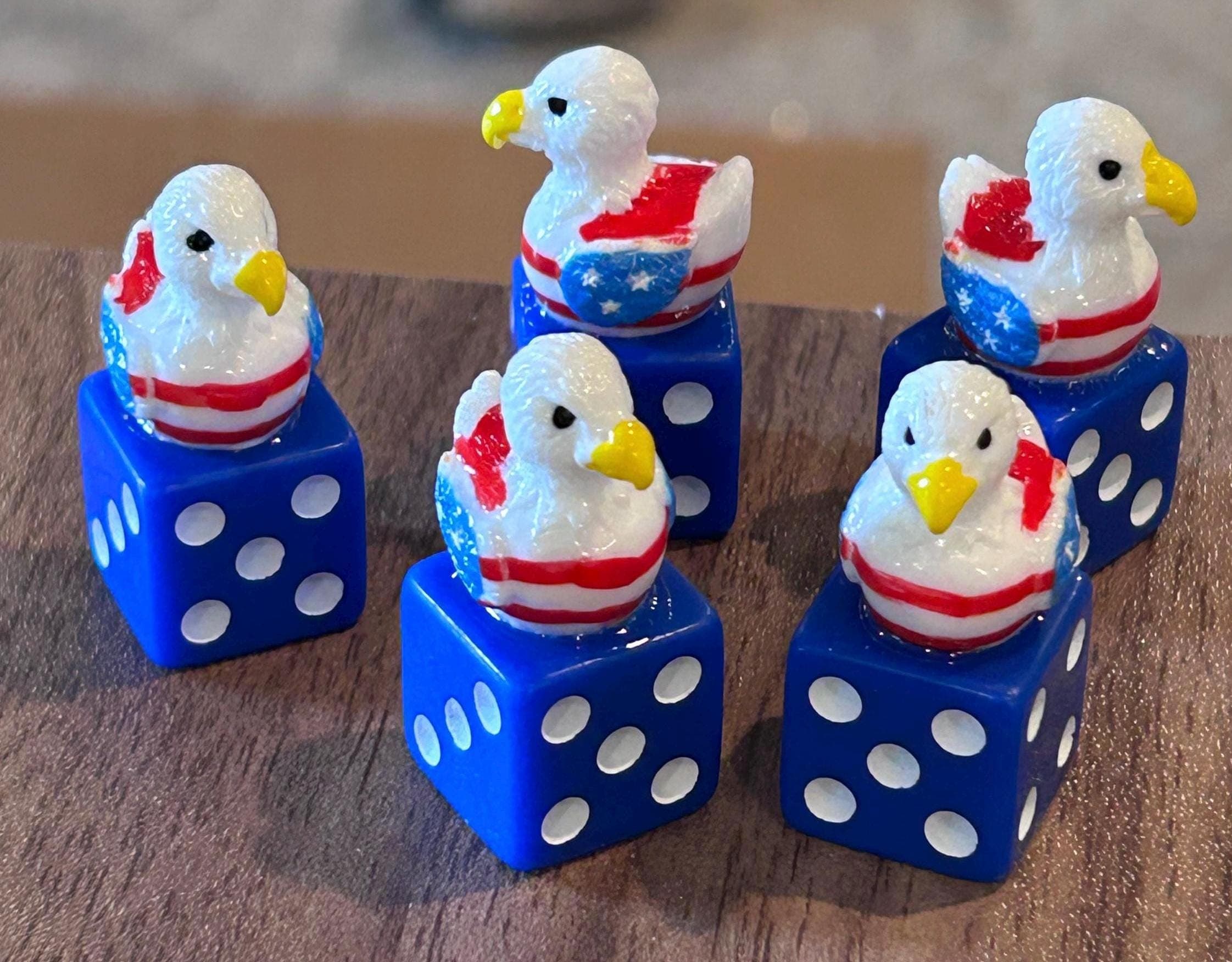 Set of 5 Patriotic Eagle Ducks on Blue Dice – Jeep & Cruise Ducks - Thumbnail 4