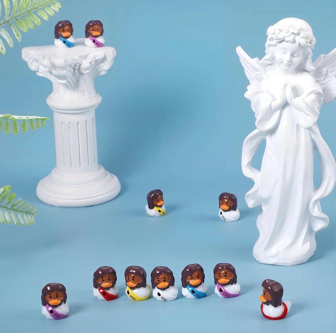 5 Pc Brown Face Jesus Religious Themed Duck Set Mini Resin Figurines Gift Jeep & Cruise Ducks Black Jesus - Thumbnail 4