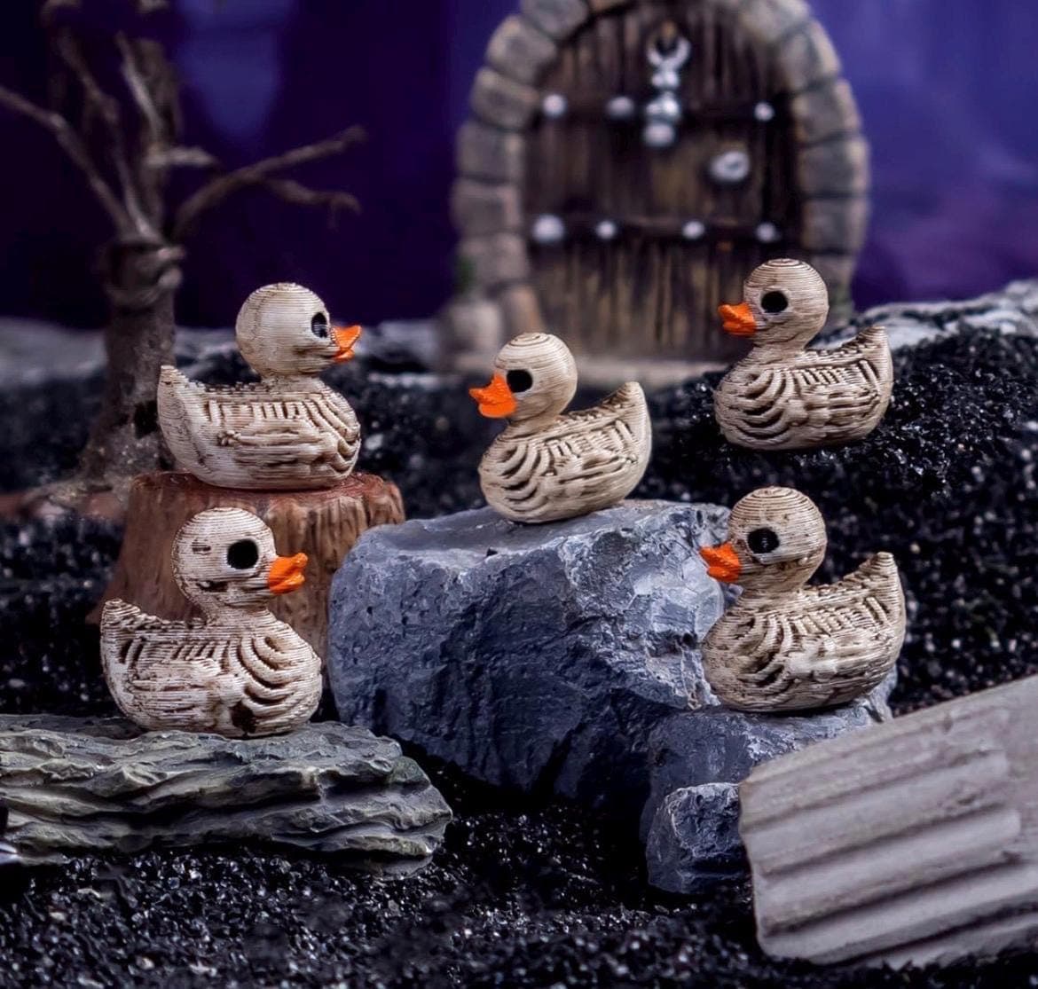 5pc Skeleton Duck Set, Horror Mini Ducks, Gothic Resin Ducks, Jeep Ducks, Cruise Ducks, Tiny Ducks to Hide, Spooky Cute Decor - Thumbnail 6