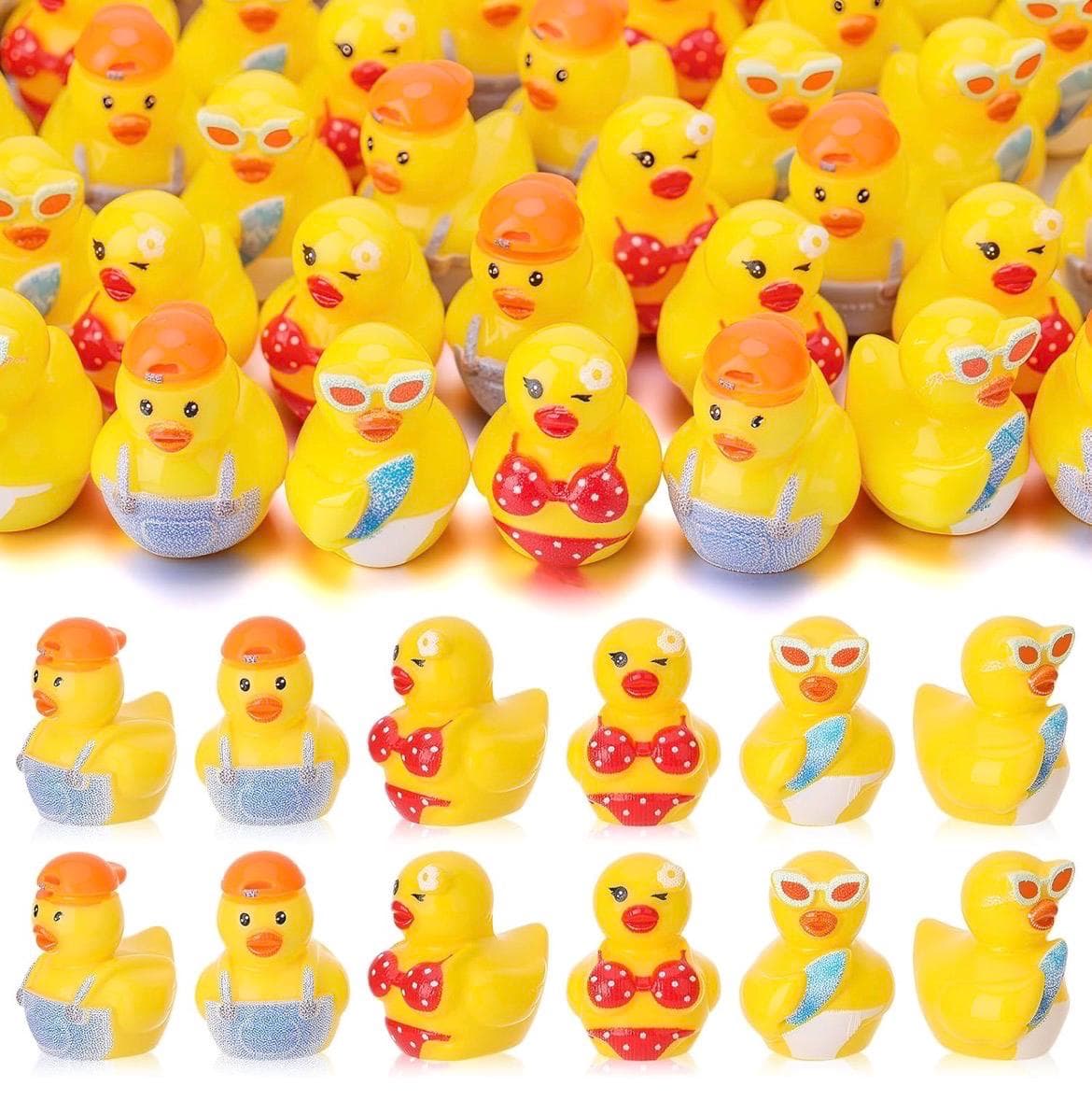 5pc Summer Beach Themed Mini Ducks Set, Tropical Resin Duck Figurines, Cruise Ducks, Jeep Ducks, Luau Party Favors, Tiny Summer Ducks - Thumbnail 3