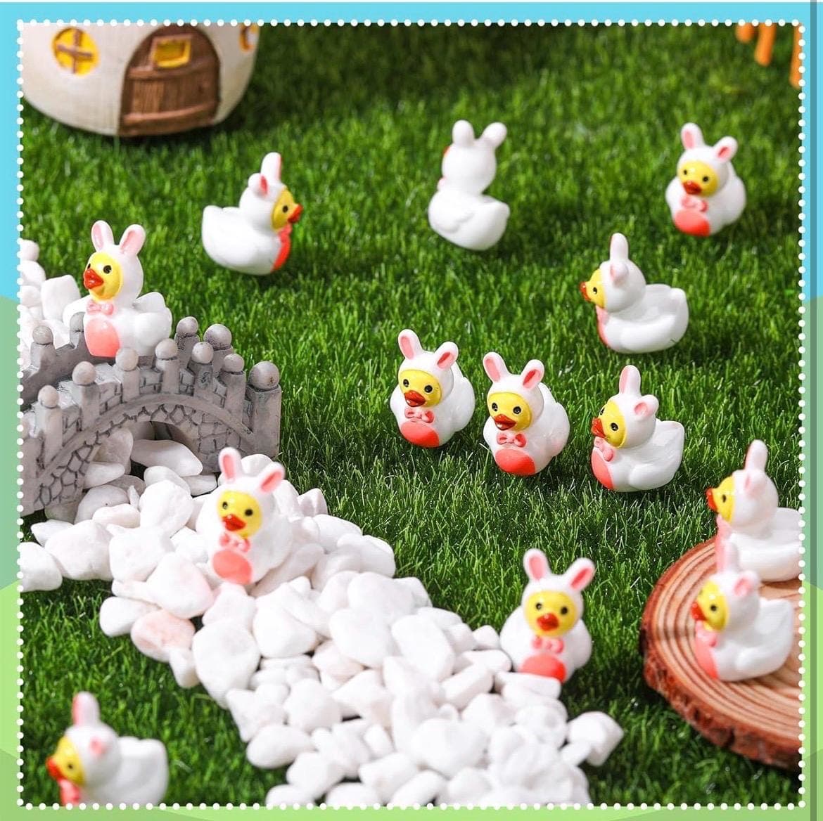 Set of 5 Bunny Duck Mini Resin Figurines, Cute Rabbit Ducks, Jeep Ducks, Cruise Ducks, Spring Decor, Party Favors, Collectible Ducks - Thumbnail 6
