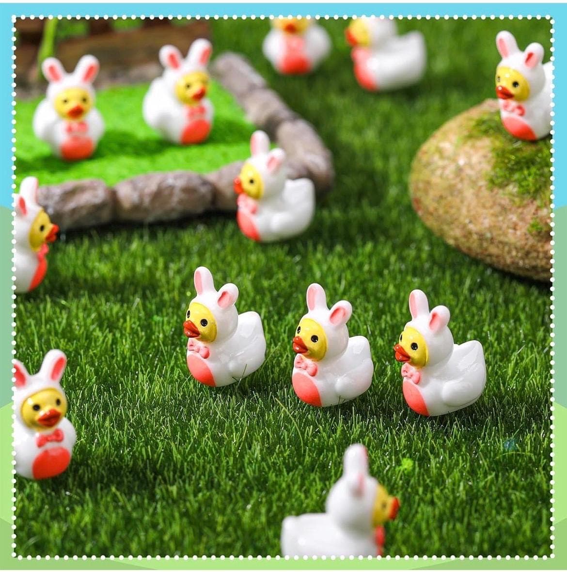Set of 5 Bunny Duck Mini Resin Figurines, Cute Rabbit Ducks, Jeep Ducks, Cruise Ducks, Spring Decor, Party Favors, Collectible Ducks - Thumbnail 4