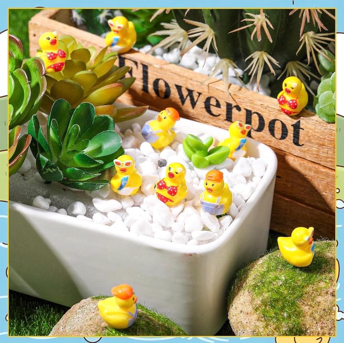 5pc Summer Beach Themed Mini Ducks Set, Tropical Resin Duck Figurines, Cruise Ducks, Jeep Ducks, Luau Party Favors, Tiny Summer Ducks - Thumbnail 4