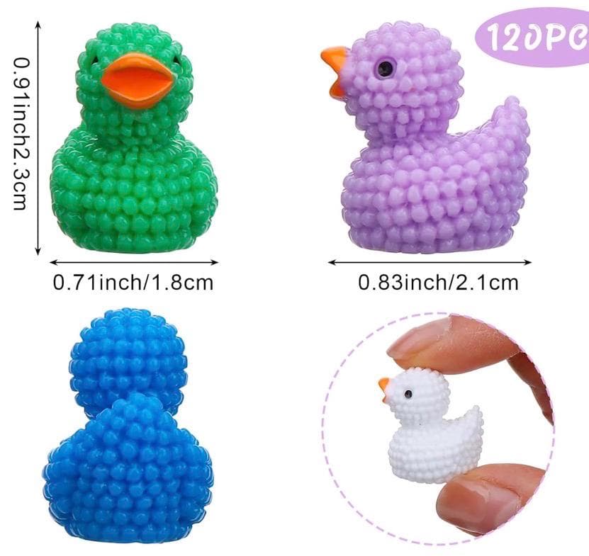 Set of 6 Textured Mini Resin Ducks, Color Fairy Garden, Cruise, Jeep Ducking - Thumbnail 2